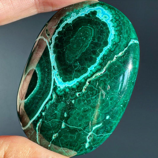 Malachite & Chrysocolla Palm Stone from the Congo